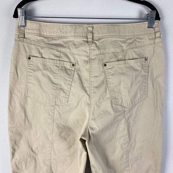 Chicos Ankle Pants Womens 1 US Medium Elastic Waist Tapered Slim Leg Tan - Picture 5 of 9